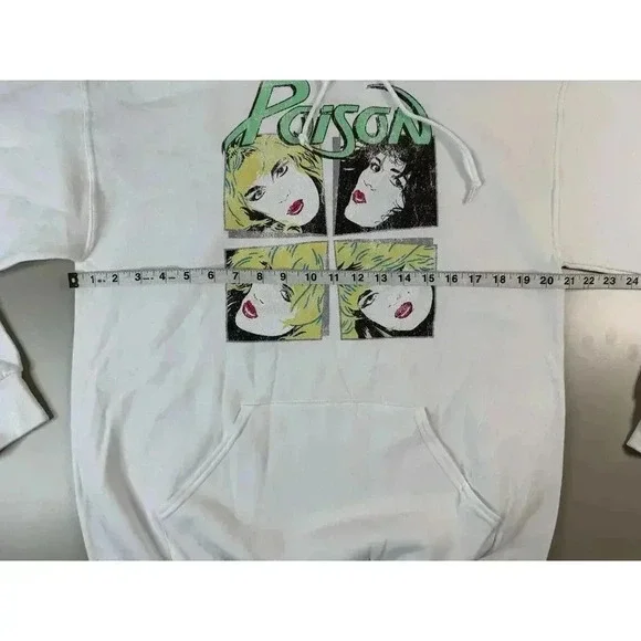 Poison Band Adult Sweatshirt Hoodie Men's M Graphic White Retro Band Merch Rock - Picture 4 of 8